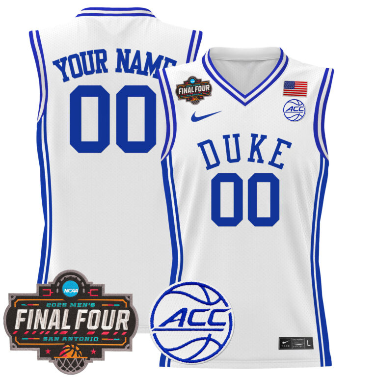 Men Duke Blue Devils 2025 Final Four Patch NCAA white Custom Jersey